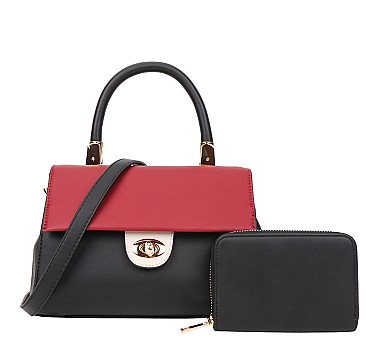 2 in 1 Color Block Satchel Bag