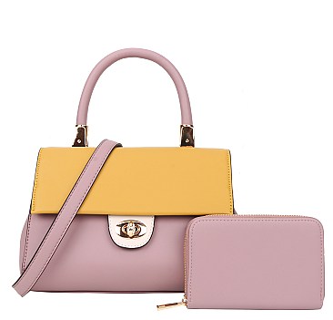 2 in 1 Color Block Satchel Bag