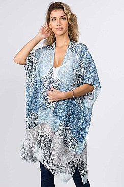 MULTI-TONE PATTERN CHIFFON KIMONO