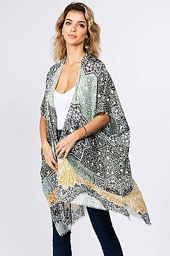 MULTI-TONE PATTERN CHIFFON KIMONO