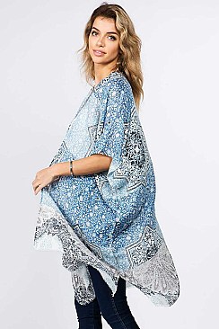 MULTI-TONE PATTERN CHIFFON KIMONO