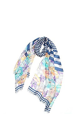 Striped Floral Scarf