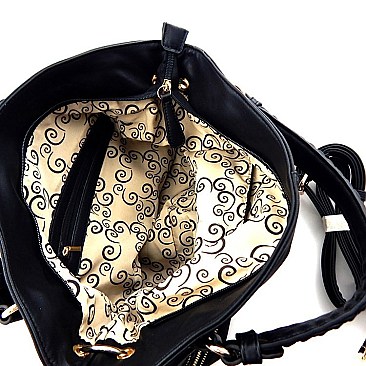 Braid Front Zippered Hobo Bag