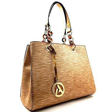 Quality Textured Patent  Chain Handle Tote