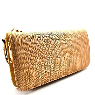 Textured Snake Skin Accent Foxy Wristlet