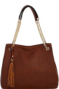 TRENDY SMOOTH TEXTURED TASSELED MESH HOBO BAG JYL-0043