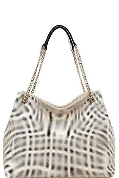 TRENDY SMOOTH TEXTURED TASSELED MESH HOBO BAG JYL-0043