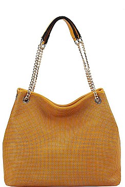 TRENDY SMOOTH TEXTURED TASSELED MESH HOBO BAG JYL-0043