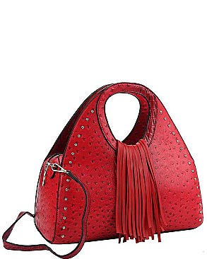 STYLISH TEXTURED PU LEATHER FASHION CHIC TASSEL SATCHEL JYL-0212