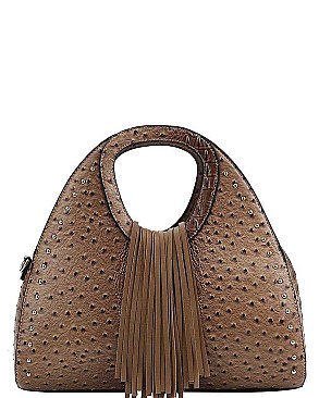 STYLISH TEXTURED PU LEATHER FASHION CHIC TASSEL SATCHEL JYL-0212