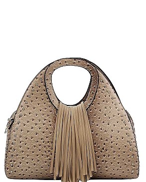 STYLISH TEXTURED PU LEATHER FASHION CHIC TASSEL SATCHEL JYL-0212