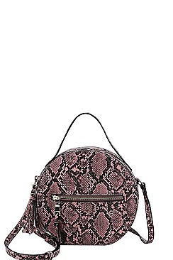 PYTHON PATTERN CIRCLE SHOULDER BAG WITH LONG STRAP
