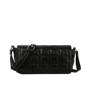 Quilted Flapover Crossbody Bag