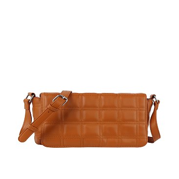 Quilted Flapover Crossbody Bag