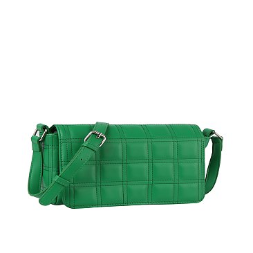 Quilted Flapover Crossbody Bag
