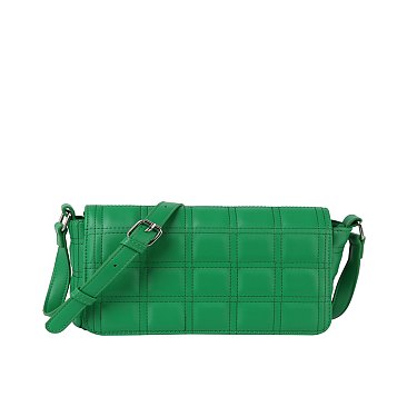 Quilted Flapover Crossbody Bag