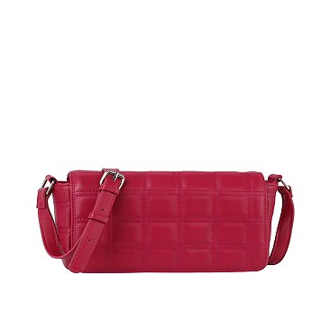 Quilted Flapover Crossbody Bag