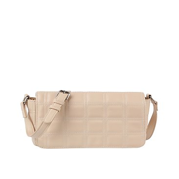 Quilted Flapover Crossbody Bag