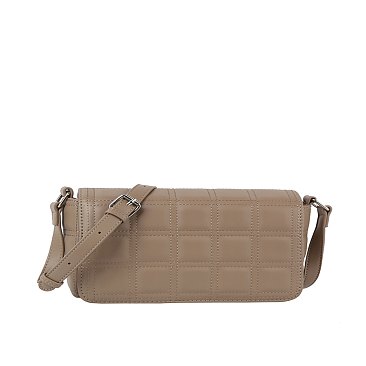Quilted Flapover Crossbody Bag