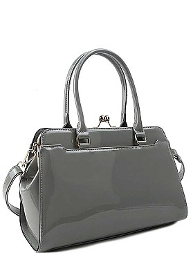 DESIGNER FASHION GLOSSY PU LEATHER SATCHEL JYL-1341