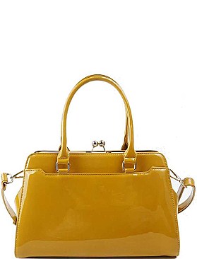 DESIGNER FASHION GLOSSY PU LEATHER SATCHEL JYL-1341