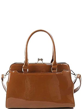 DESIGNER FASHION GLOSSY PU LEATHER SATCHEL JYL-1341