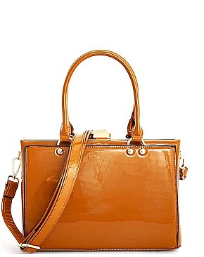 SQUARE SATCHEL WITH LONG STRAP