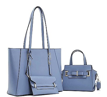 3 IN 1 TRENDY PLAIN HANDLE TOTE BAG CLUTCH SET
