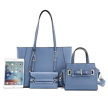 3 IN 1 TRENDY PLAIN HANDLE TOTE BAG CLUTCH SET