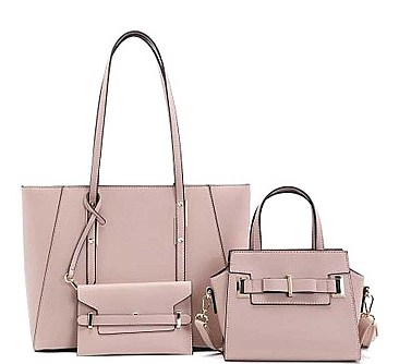 3 IN 1 TRENDY PLAIN HANDLE TOTE BAG CLUTCH SET