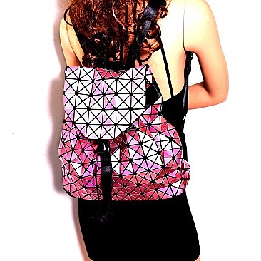 L0119-LP Geometry Patchwork Unique Backpack