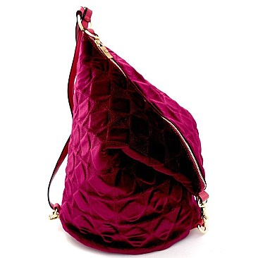 L0130-LP Embossed Velvet Covertible Backpack Hobo