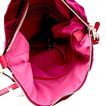 L0130-LP Embossed Velvet Covertible Backpack Hobo