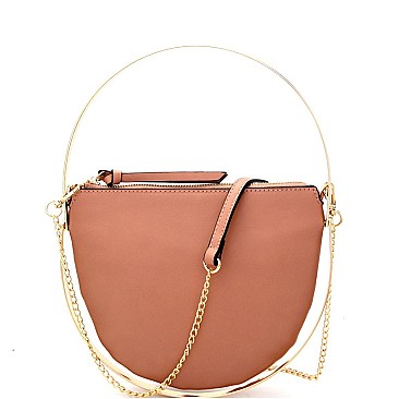 L0142-LP Unique Metal Frame Handle 2 Way Carry Bag Cross Body