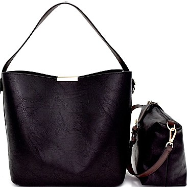 L0144-LP Classy 2 Tone 2 in 1 Bucket Hobo