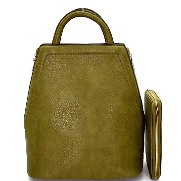 [S]L6481-LP Classy Fashion Backpack Wallet SET