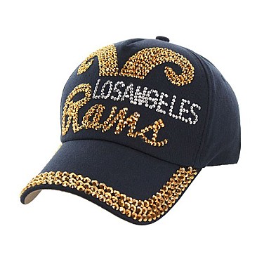 Los Angeles RAMS Football Team in Stones on Fashion Baseball Cap MEZ674