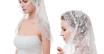 Lace Veil Mantilla Cathedral Head Covering with Bobby Pins