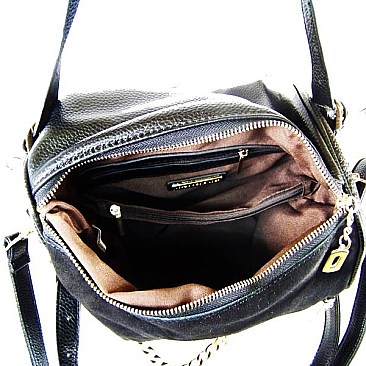 Genuine Leather Zipper Accented Hobo