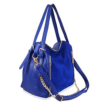 Genuine Leather Zipper Accented Hobo