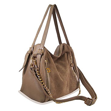 Genuine Leather Zipper Accented Hobo