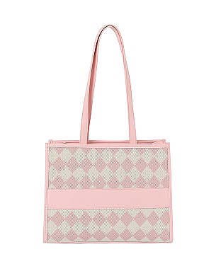 Mesh Check Printed Tote Bag