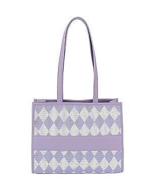 Mesh Check Printed Tote Bag