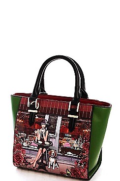 NICOLE LEE COLORFUL SATCHEL BAG WITH LONG STRAP