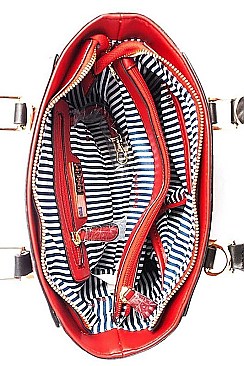 NICOLE LEE COLORFUL SATCHEL BAG WITH LONG STRAP