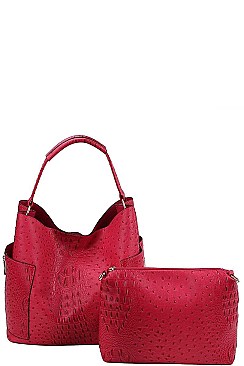 2 IN 1 CROC TEXTURED SATCHEL BAG
