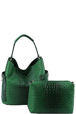 2 IN 1 CROC TEXTURED SATCHEL BAG