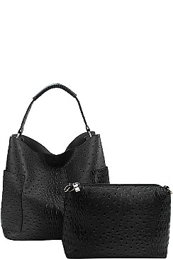 2 IN 1 CROC TEXTURED SATCHEL BAG