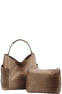 2 IN 1 CROC TEXTURED SATCHEL BAG