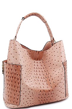 2 IN 1 CROC TEXTURED SATCHEL BAG